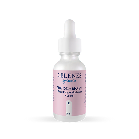 CELENES Serum AHA 10% + BHA 2% + Kërpudha Arctic Chaga + Lactic 30 ml